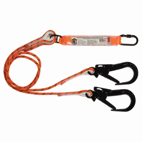 LINQ ROPE LANYARD DBL LEG 1 X S.G KARABINER 1 X T.A SCAFF HOOK 2M